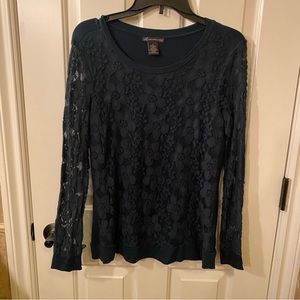 Teal Long Sleeve Lace Top
